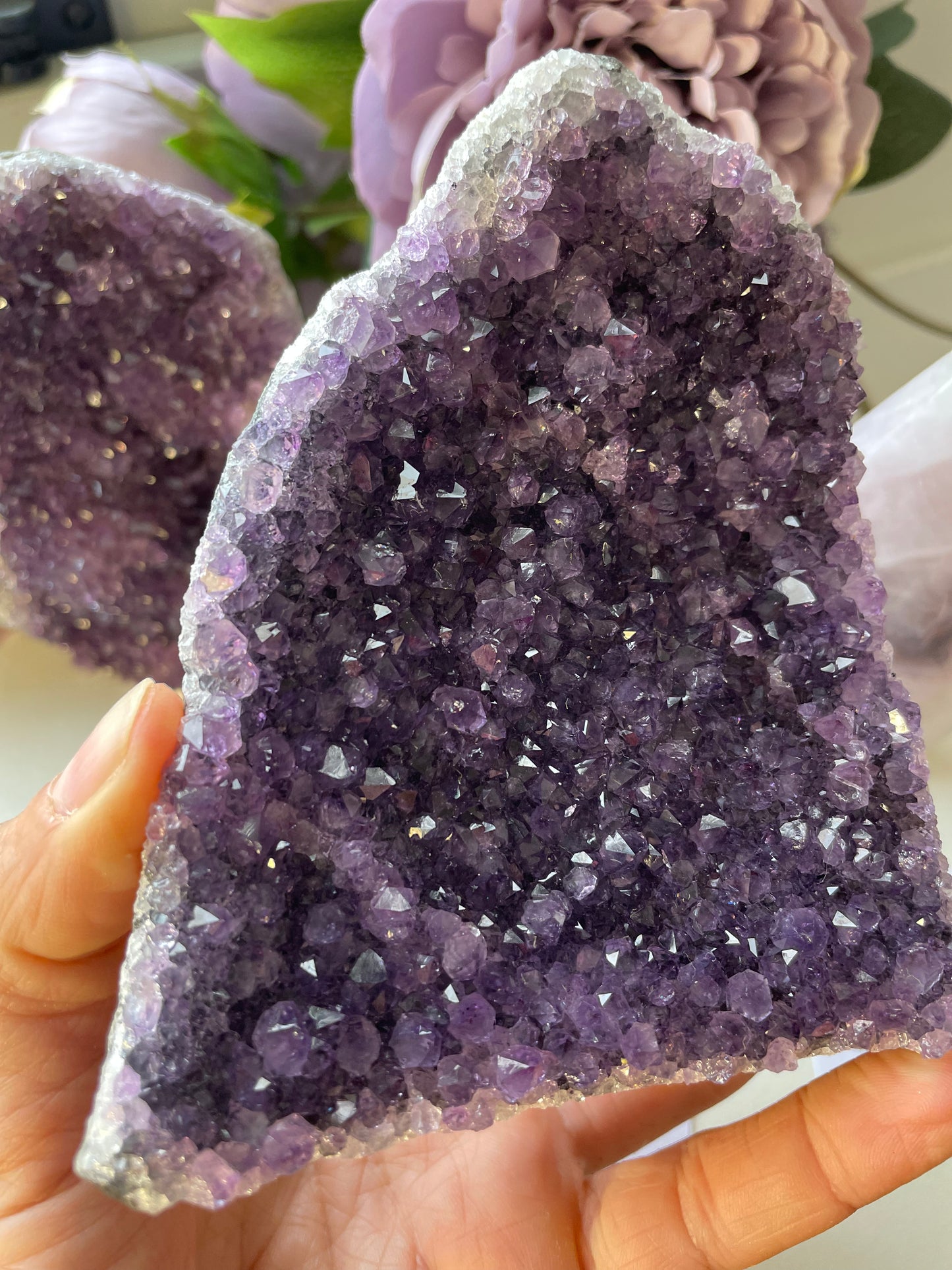 Large amethyst cut base stand up crystal