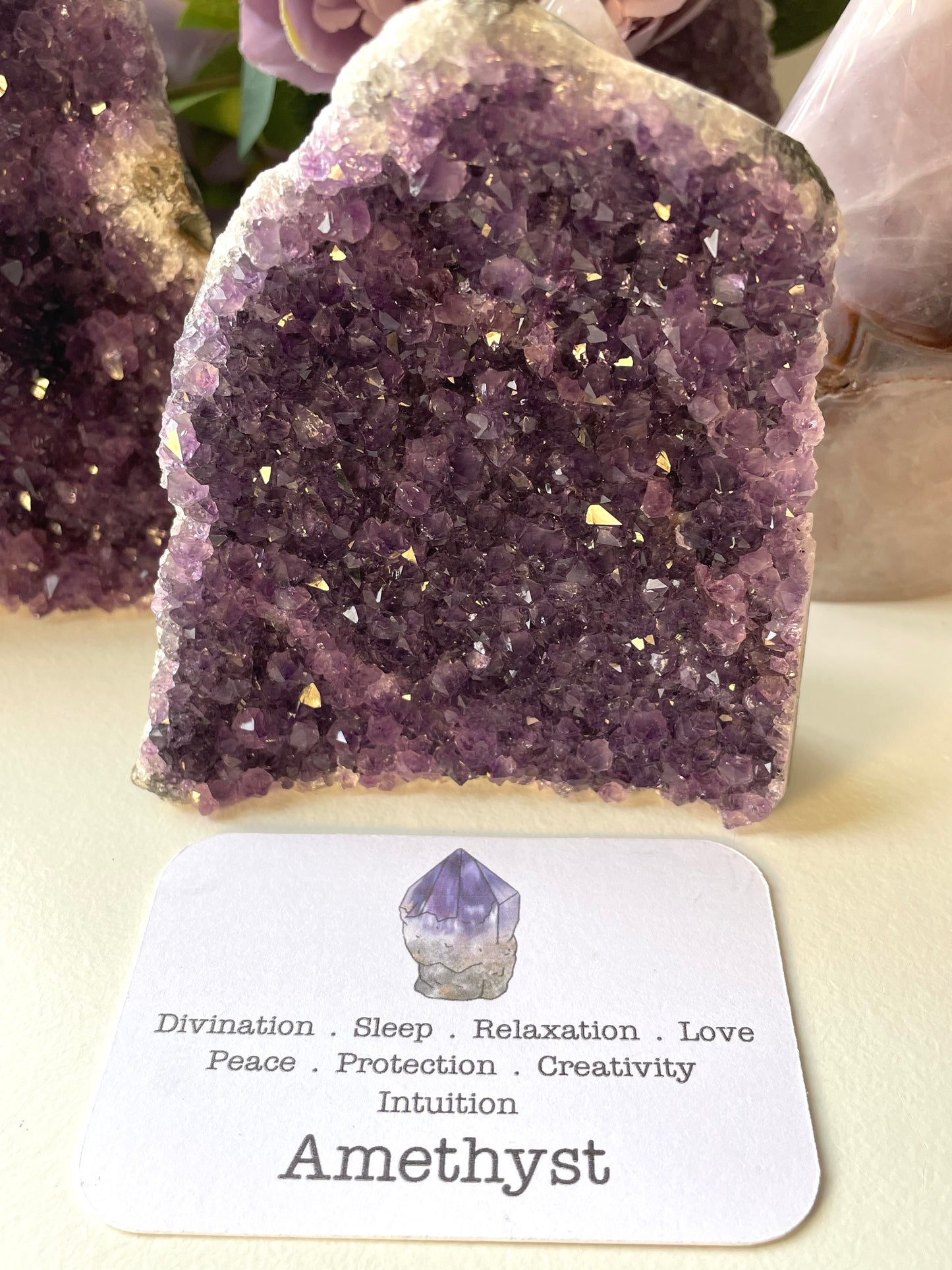 Large amethyst cut base stand up crystal